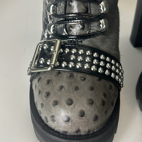 Jeffrey Campbell Women Lilith-2 Grey Exotic Combo Moto Boot 10M - Picture 3 of 9